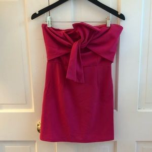 pink mini tie front dress